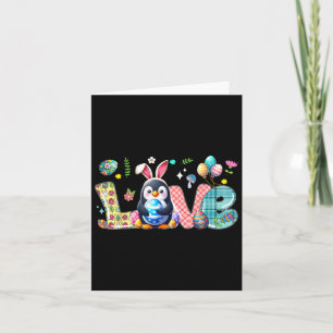 Liebe Ostern Bunny Pinguin Jagd Eier Blume Col. Karte