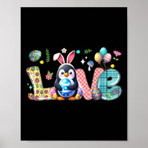 Liebe Ostern Bunny Pinguin Jagd Eier Blume Col. Poster