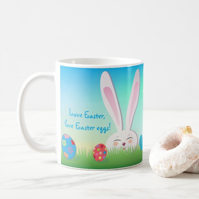 Liebe Ostern, Happy Osterjagd Niedlich Bunny Kaffeetasse (Mit Donut)