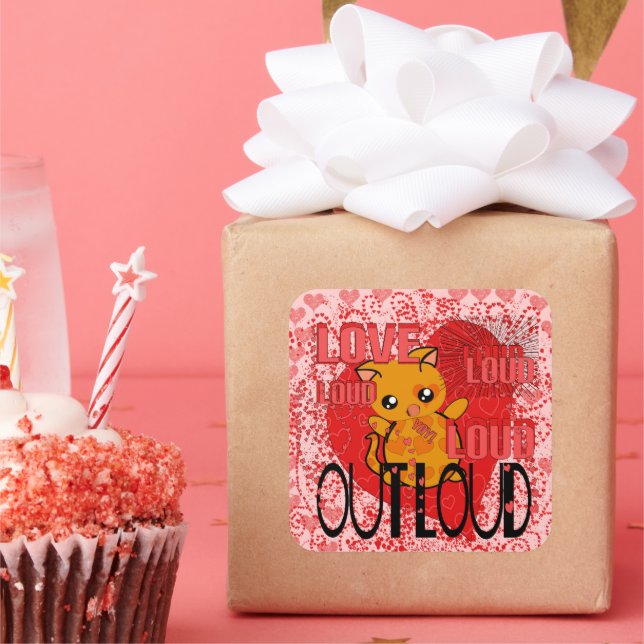 Liebe Out Loud - Mehr Herz Quadratischer Aufkleber (Party)