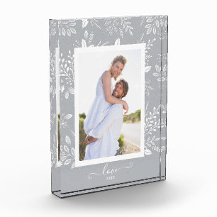LIEBE Overlay Elegantes Weißes Botanicales Fotoblock
