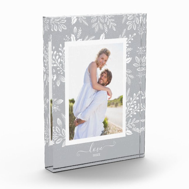 LIEBE Overlay Elegantes Weißes Botanicales Fotoblock (Links)