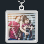 Liebe Overlay-Foto Versilberte Kette<br><div class="desc">Elegantes und einfaches personalisiertes Foto-Design,  perfekt für den Muttertag,  als Hochzeitsgeschenk oder Jubiläumsgeschenk,  Abschluss Geschenk,  etc.</div>