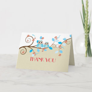 Liebe Owl Branches Wood Damask Danke Karte