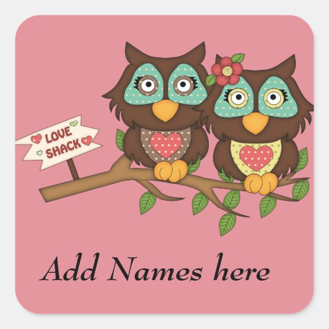 Liebe Owls entwerfen Etiketten Stickers (Vorderseite)