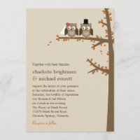 Liebe Owls Hochzeit im Herbst Einladung