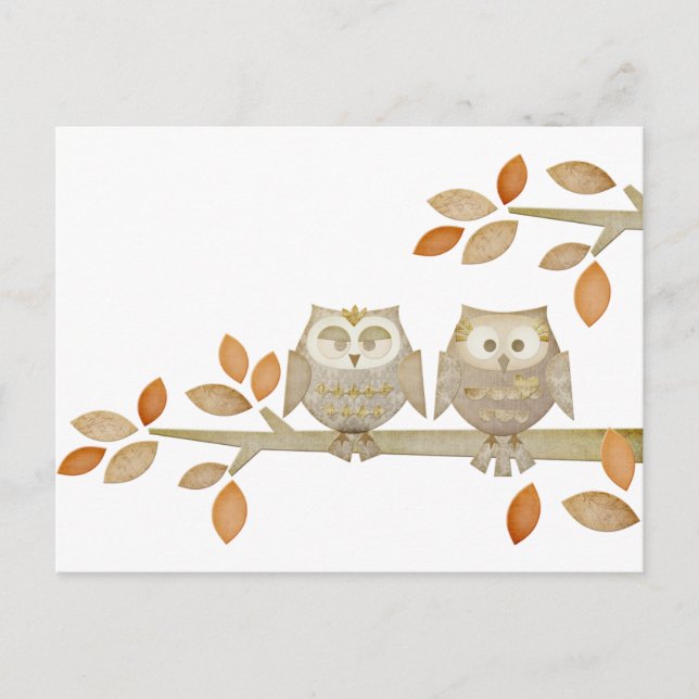 Liebe Owls in Bäumen Postkarte (Vorderseite)