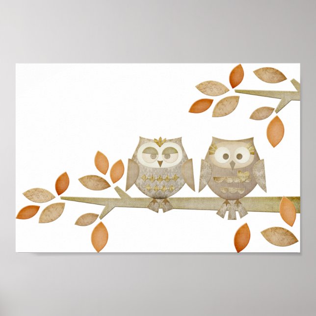 Liebe Owls in Tree Poster (Vorne)