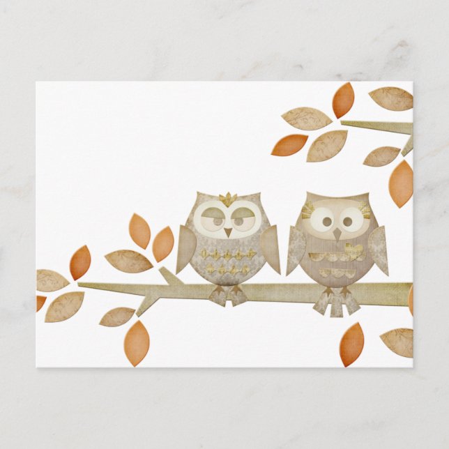 Liebe Owls in Tree Postkarte (Vorderseite)