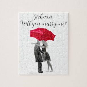 Liebe Paar Regenschirm Wasserfarbe Valentinstag Puzzle