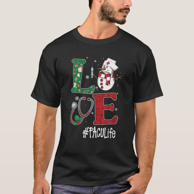 Liebe PACU Life Stethoscope Snowman Christmas Vacc T-Shirt (Vorderseite)