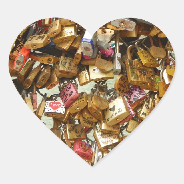 Liebe Padlock-Aufkleber Herz-Aufkleber (Vorderseite)