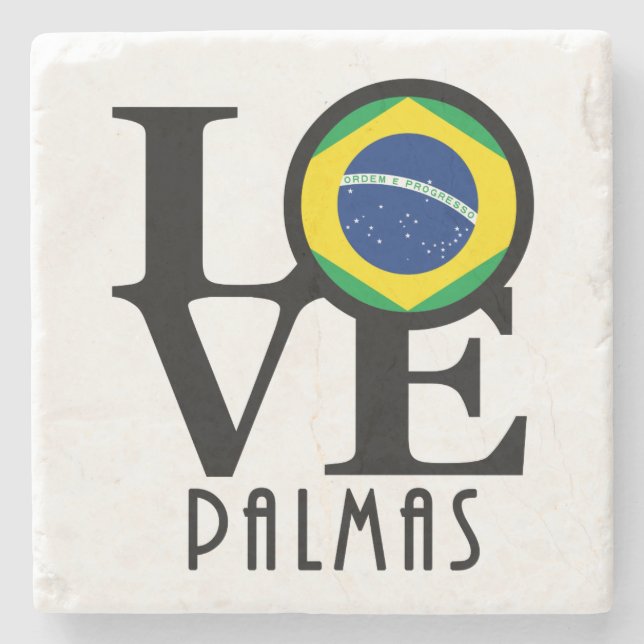 LIEBE Palmas Brasilien Steinuntersetzer (Vorderseite)