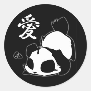 Liebe-Panda-Aufkleber Runder Aufkleber