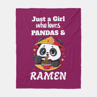 Liebe Pandas und Ramen (weißer Text) Fleecedecke