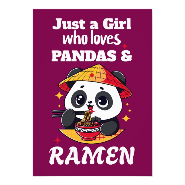 Liebe Pandas und Ramen (weißer Text) Fotodruck (Vorne)