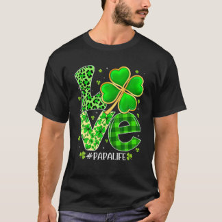 Liebe Papa Kariert Leopard Kleeblatt St. Patrick's T-Shirt