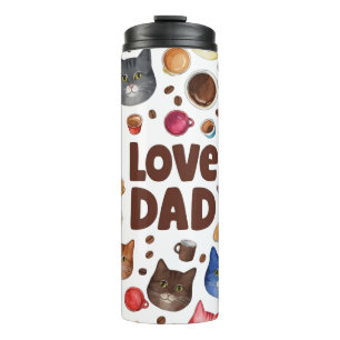 Liebe Papa Katzen und Kaffee Muster Thermosbecher
