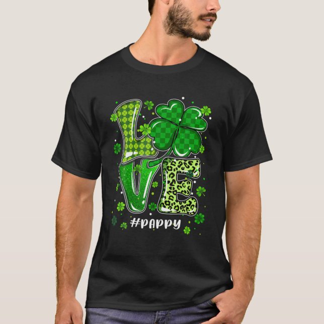 Liebe Pappy Green Kariert Leopard St Patrick's Day T-Shirt (Vorderseite)