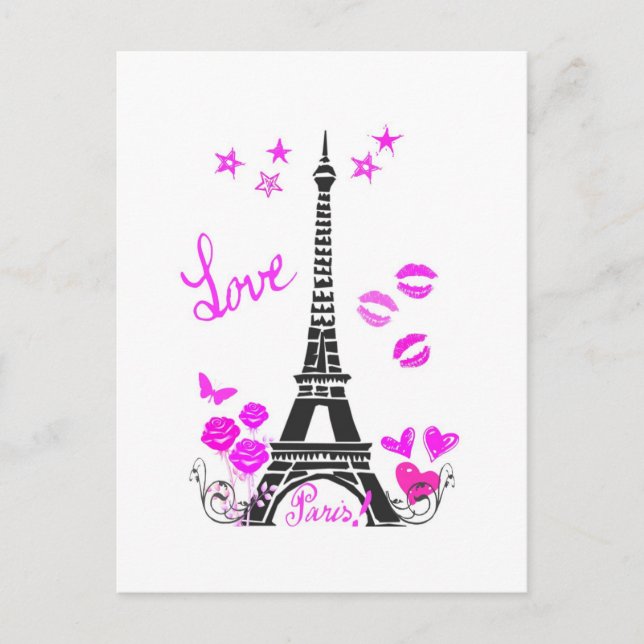 LIEBE PARIS EIFFEL TOWER DRUCKEN POSTKARTE (Vorderseite)
