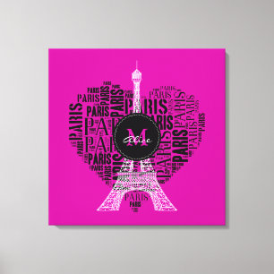 Liebe-Paris   Eiffel-Turm-  Monogramm Leinwanddruck