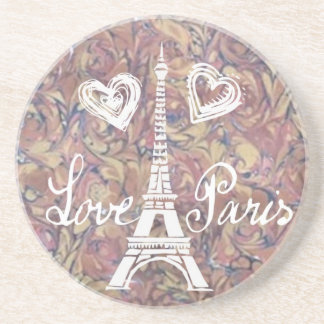 LIEBE PARIS EIFFEL UND HERZWATERCOLOR SANDSTEIN UNTERSETZER