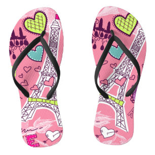 Liebe Paris Frankreich Rosa Flip Flops
