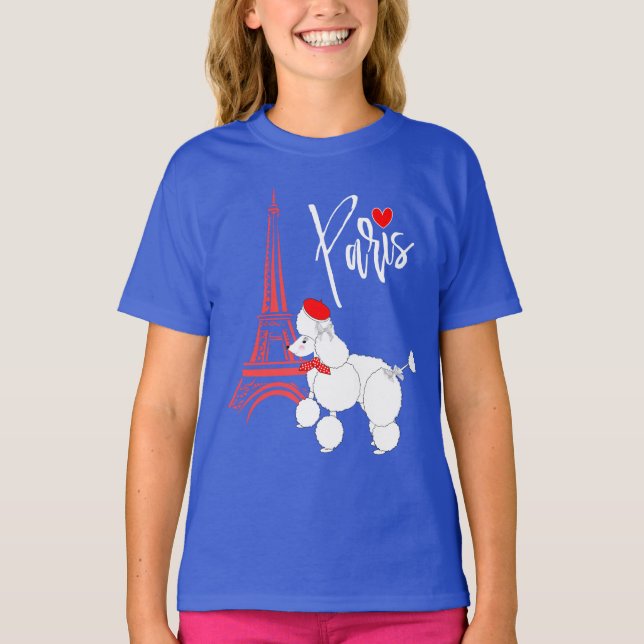 Liebe Paris French Poodle Super Niedlich T-Shirt (Vorderseite)