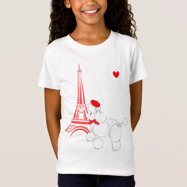 Liebe Paris French Poodle Super Niedlich T-Shirt (Vorderseite)
