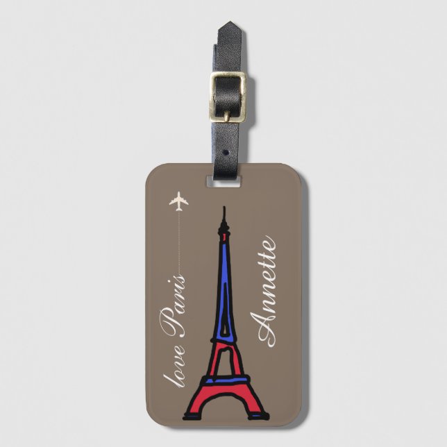 Liebe Paris Gepäckanhänger (Vorderseite Vertikal)