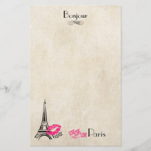 Liebe Paris mit Eiffelturm auf Pergamenttextur Briefpapier