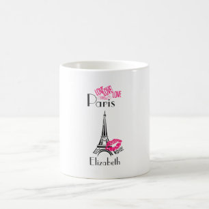 Liebe Paris mit Eiffelturm und Lipstick Lippen Tasse