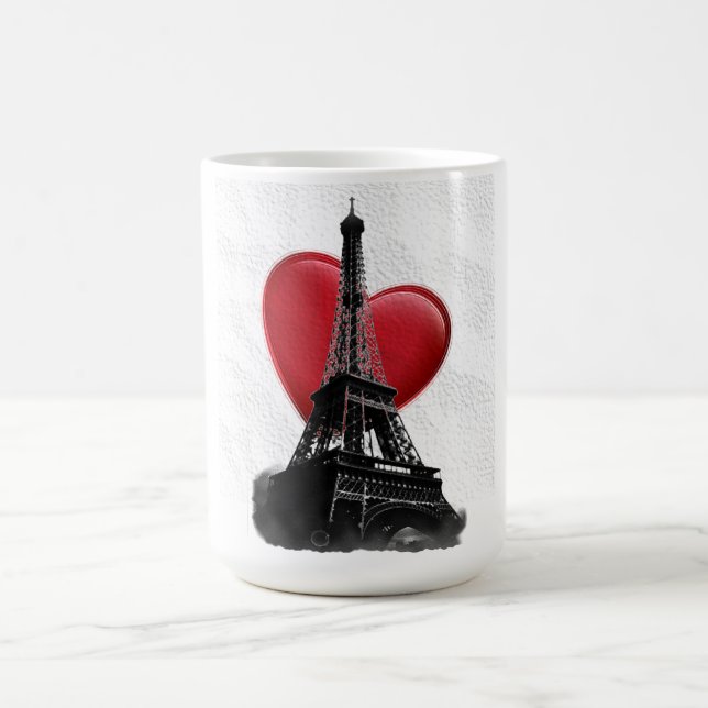 Liebe Paris Red Heart Eiffel Tower Kaffeetasse (Mittel)