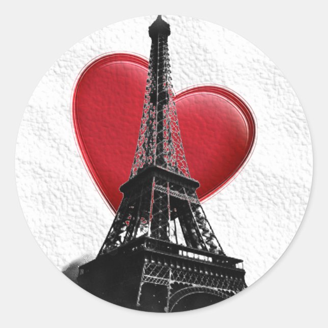 Liebe Paris Red Heart Eiffel Tower Runder Aufkleber (Vorderseite)