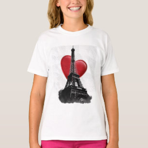 Liebe Paris Red Heart Eiffel Tower T-Shirt