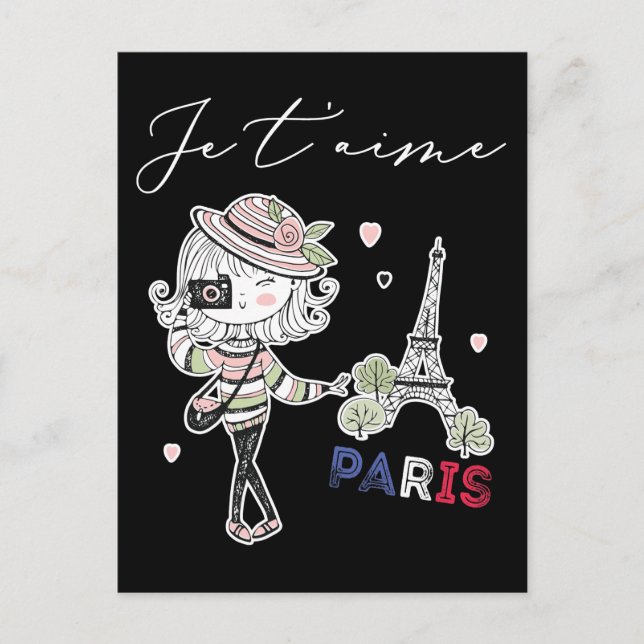 Liebe Paris Thema Frauen Frankreich Girls Eiffeltu Postkarte (Vorderseite)