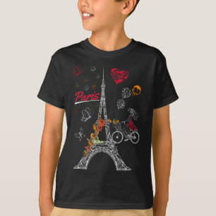 Liebe Paris Thema Reisen Frankreich Blume Eiffeltu T-Shirt