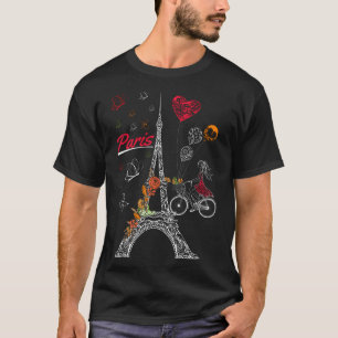 Liebe Paris Thema Reisen Frankreich Blume Eiffeltu T-Shirt