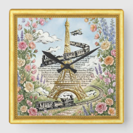 Liebe Paris Uhr, Eiffelturm, französische Kunst Quadratische Wanduhr