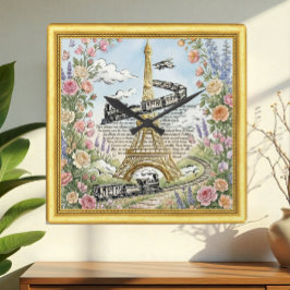 Liebe Paris Uhr, Eiffelturm, französische Kunst Quadratische Wanduhr