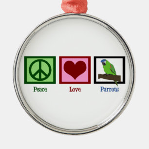 Liebe Parrots Silbernes Ornament