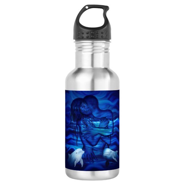 Liebe, Passionsakt - Paar mit Dolphin Edelstahlflasche (Vorderseite)