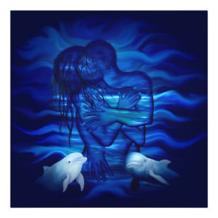 Liebe, Passionsakt - Paar mit Dolphin Fotodruck