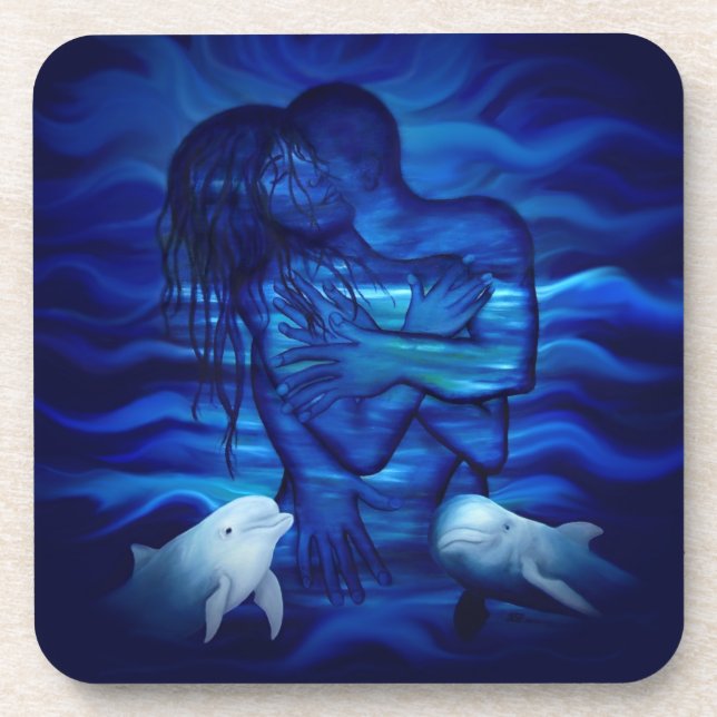 Liebe, Passionsakt - Paar mit Dolphin Getränkeuntersetzer (Vorderseite)
