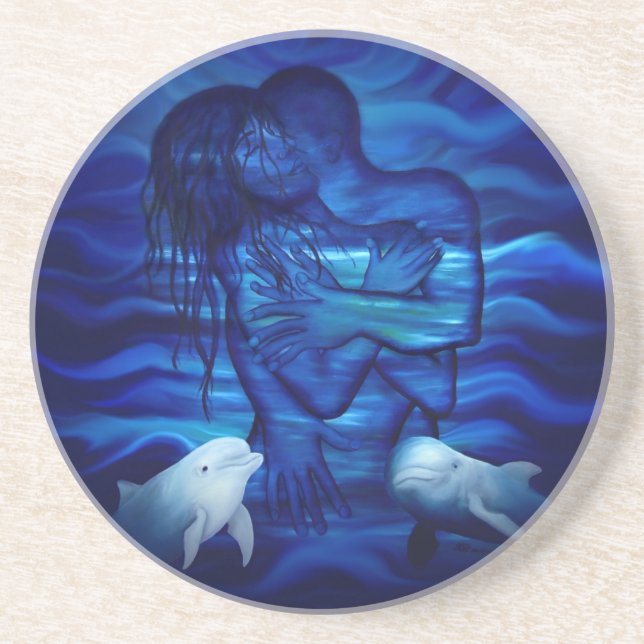 Liebe, Passionsakt - Paar mit Dolphin Getränkeuntersetzer (Vorne)