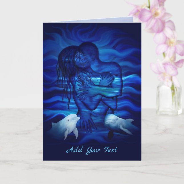 Liebe, Passionsakt - Paar mit Dolphin Karte (Orchidee)