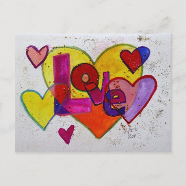 Liebe Patchwork Glitzer Herz Postkarte (Vorderseite)
