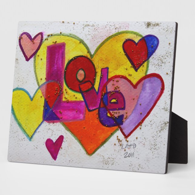 Liebe-Patchwork-Herz-Malerei Gedicht Plaque Fotoplatte (Seite)
