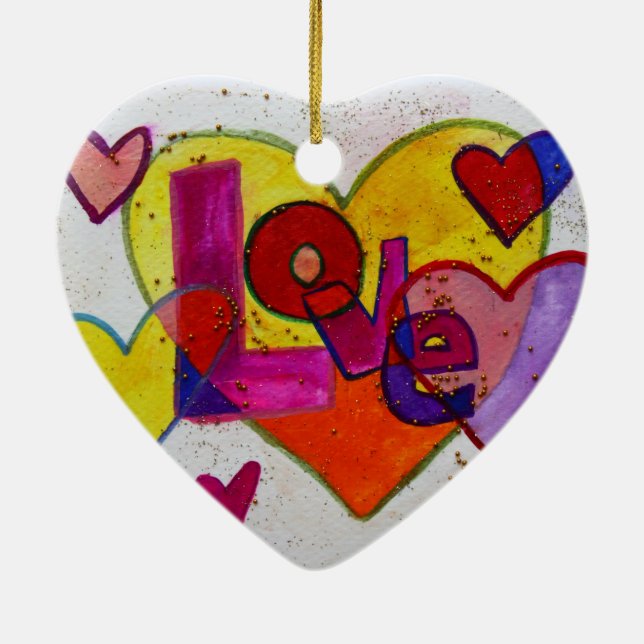 Liebe Patchwork Kunst, Glitzer Kunst, Dichtung und Keramik Ornament (Hinten)
