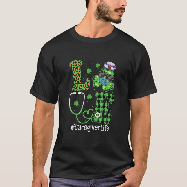 Liebe Patrick Day Leopard Stethoscope T-Shirt (Vorderseite)